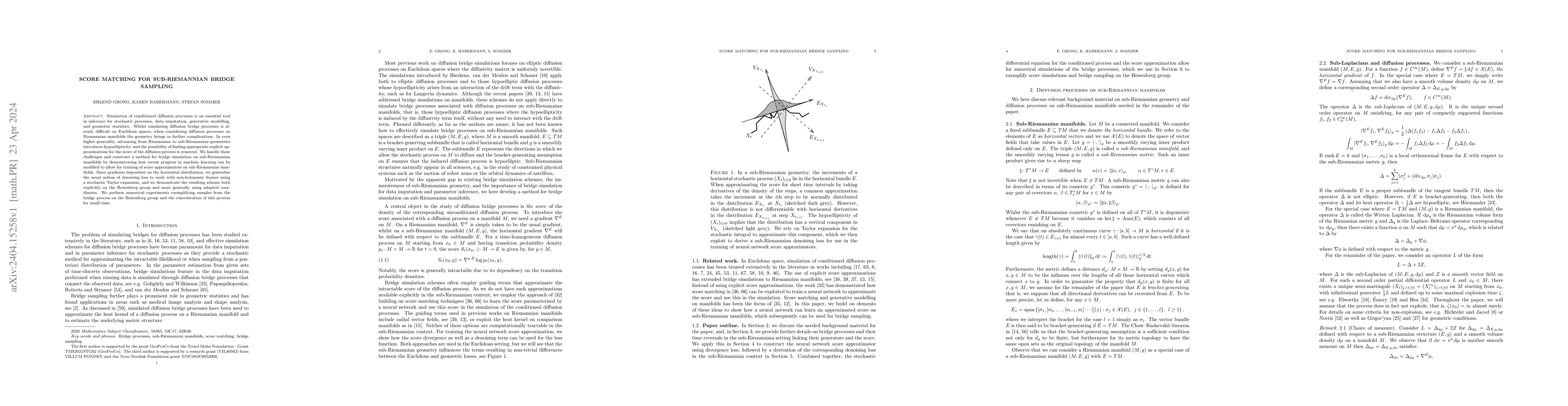 Thumbnail for Score matching for sub-Riemannian bridge sampling
