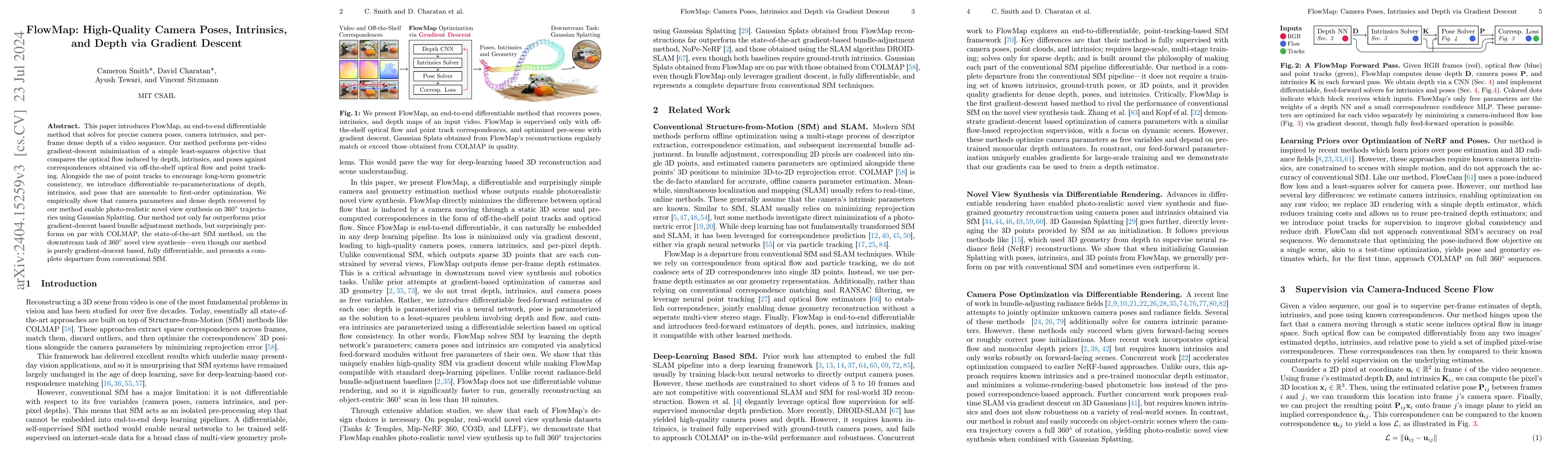 Thumbnail for FlowMap: High-Quality Camera Poses, Intrinsics, and Depth via Gradient
  Descent