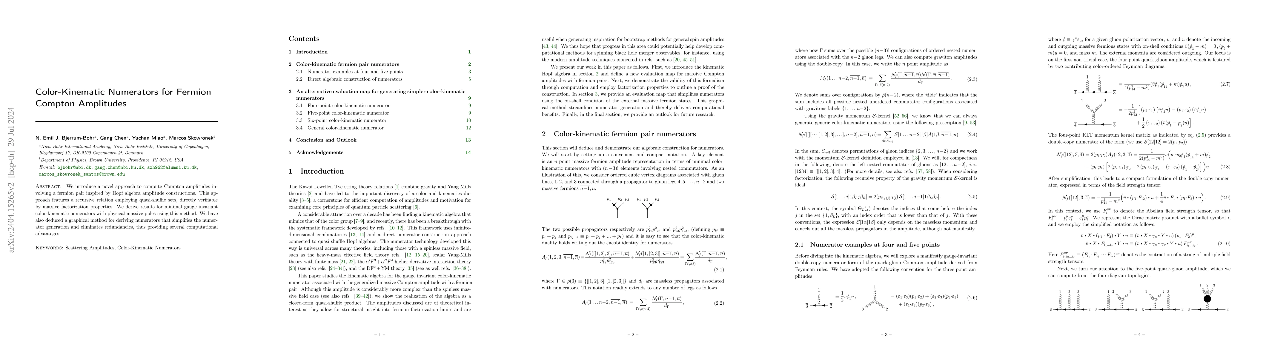 Thumbnail for Color-Kinematic Numerators for Fermion Compton Amplitudes
