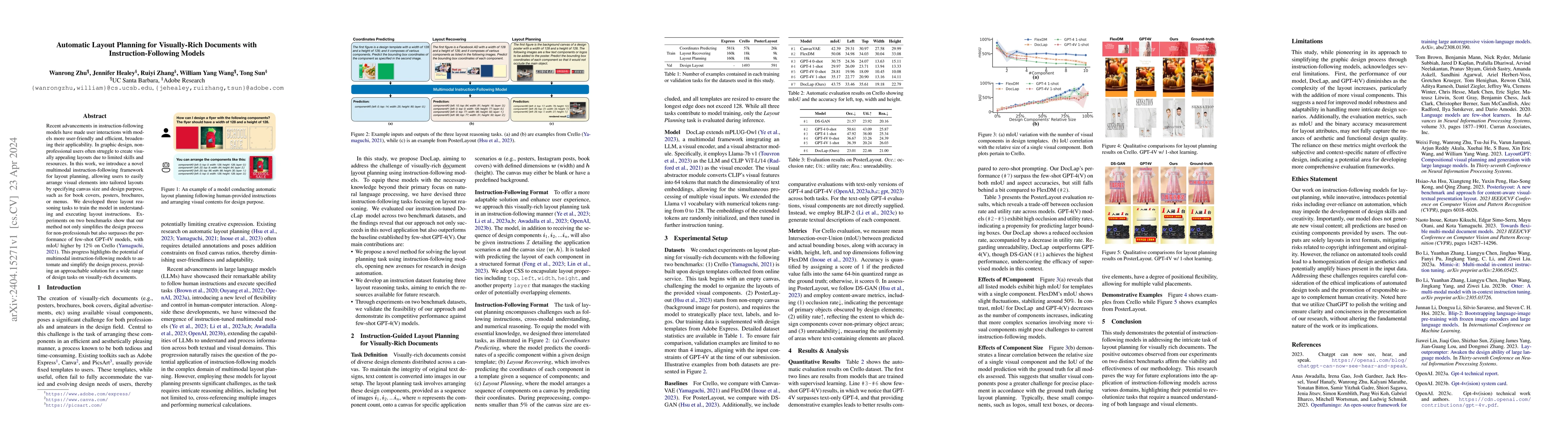 Thumbnail for Automatic Layout Planning for Visually-Rich Documents with
  Instruction-Following Models