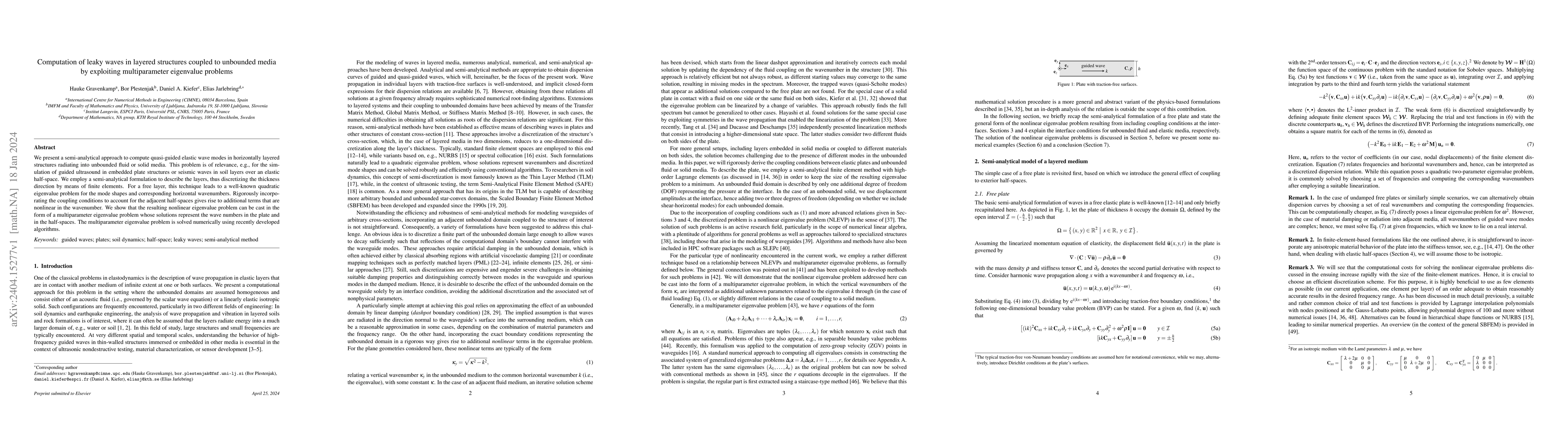 Thumbnail for Computation of leaky waves in layered structures coupled to unbounded
  media by exploiting multiparameter eigenvalue problems