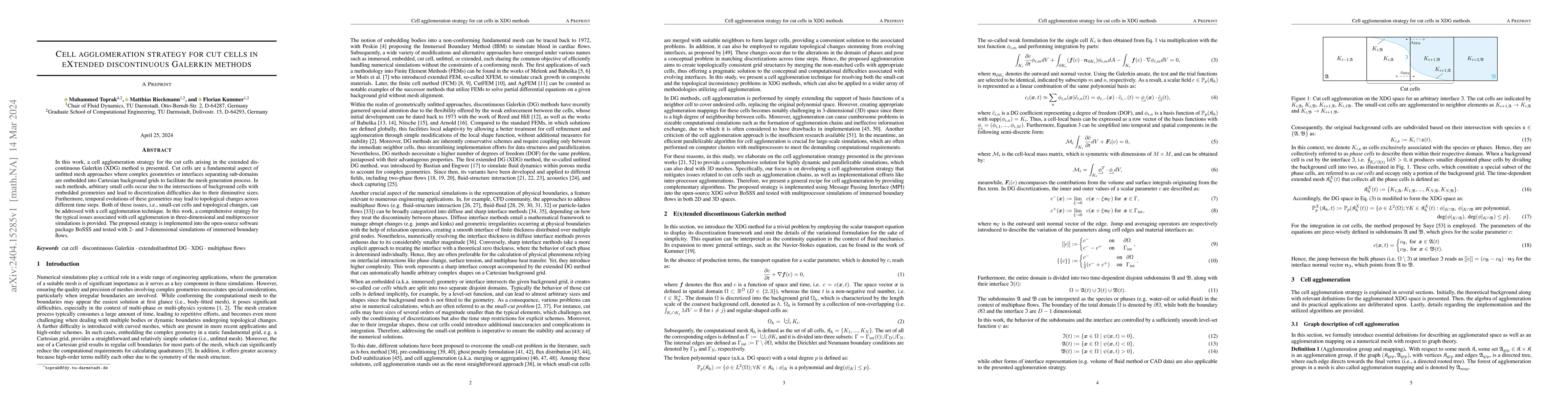 Thumbnail for Cell agglomeration strategy for cut cells in eXtended discontinuous
  Galerkin methods