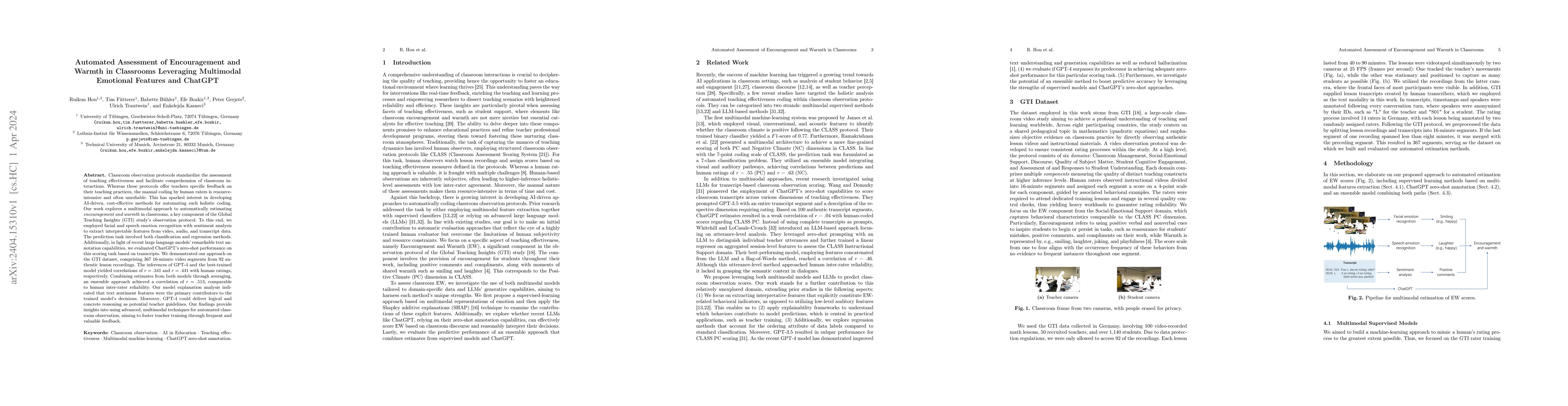 Thumbnail for Automated Assessment of Encouragement and Warmth in Classrooms
  Leveraging Multimodal Emotional Features and ChatGPT