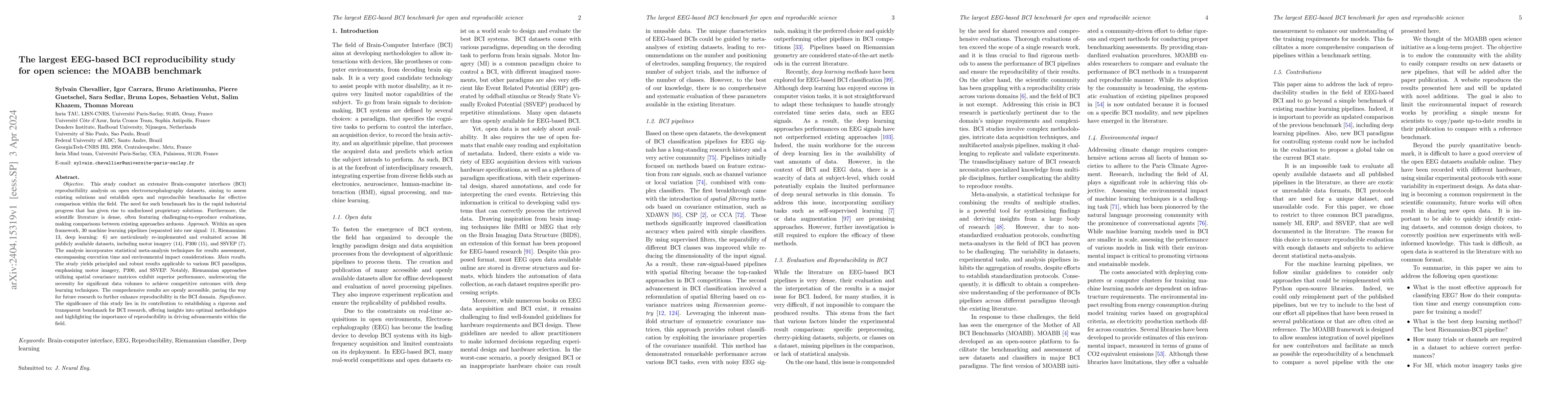 Thumbnail for The largest EEG-based BCI reproducibility study for open science: the
  MOABB benchmark