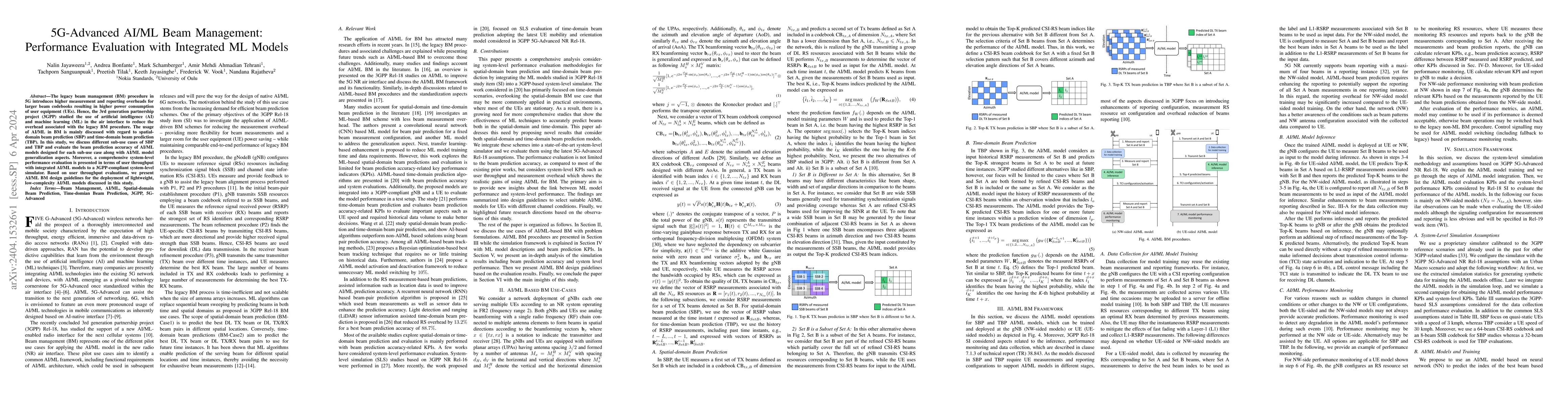 Thumbnail for 5G-Advanced AI/ML Beam Management: Performance Evaluation with
  Integrated ML Models