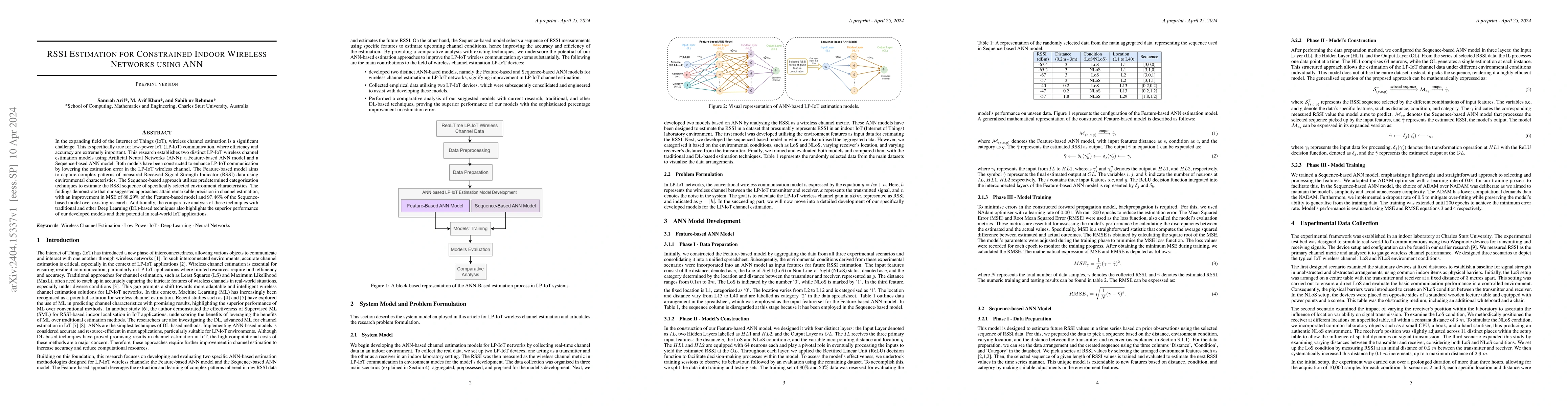 Thumbnail for RSSI Estimation for Constrained Indoor Wireless Networks using ANN