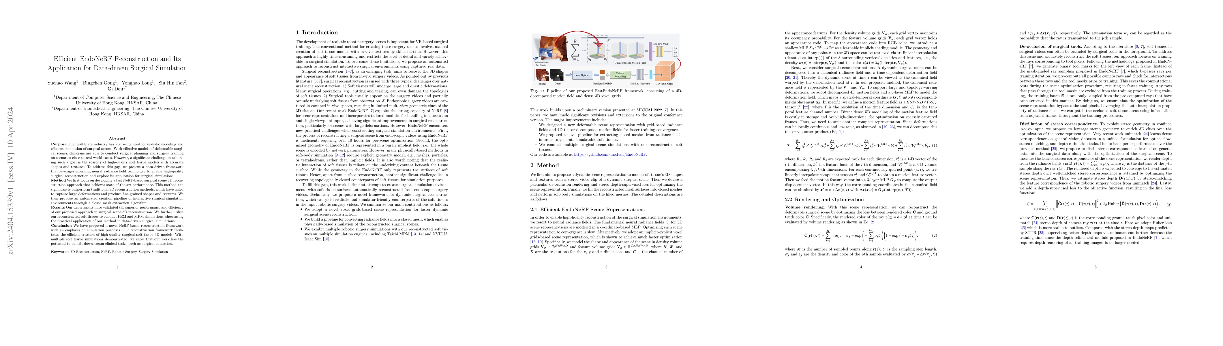 Thumbnail for Efficient EndoNeRF Reconstruction and Its Application for Data-driven
  Surgical Simulation