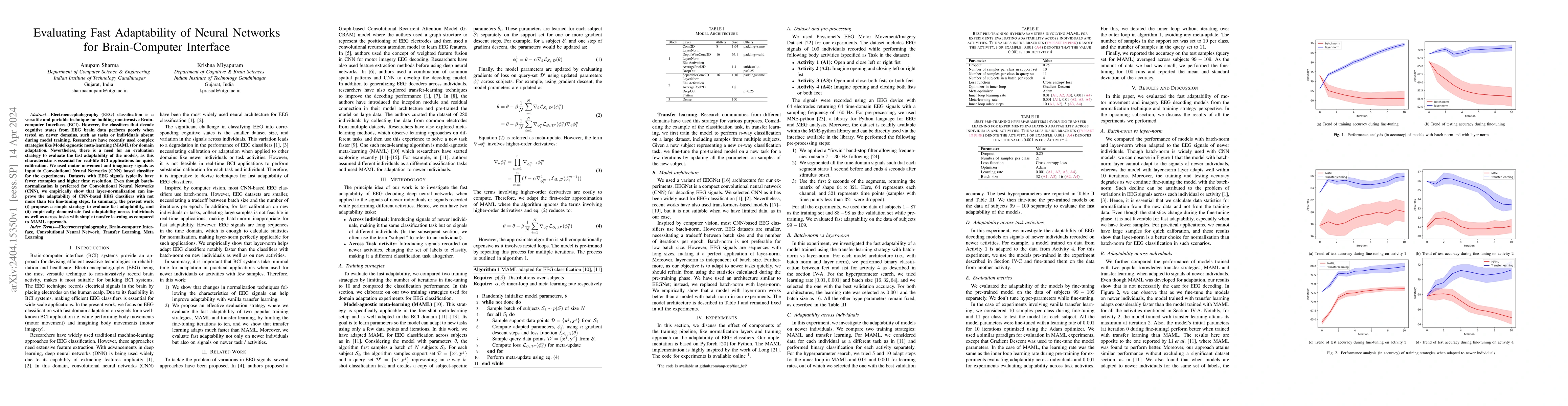 Thumbnail for Evaluating Fast Adaptability of Neural Networks for Brain-Computer
  Interface