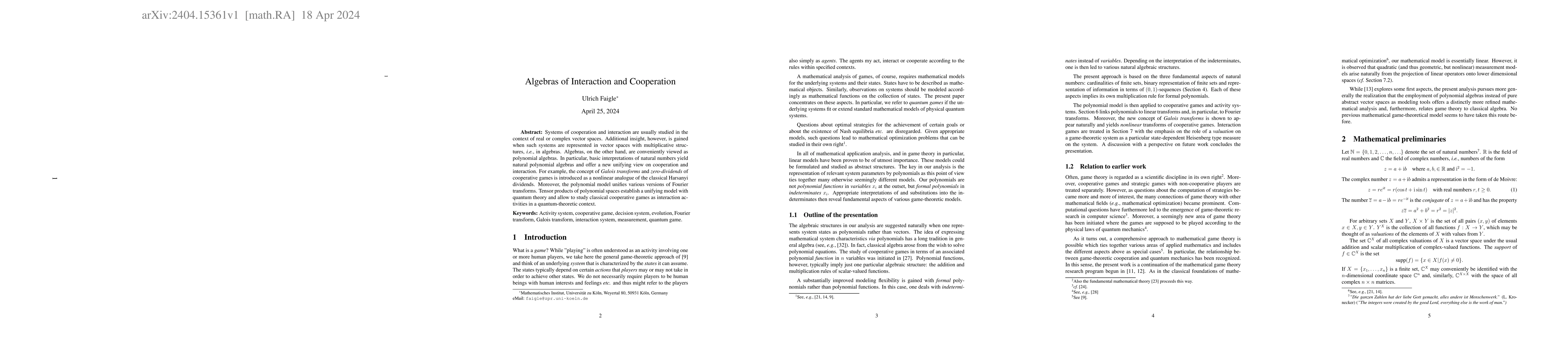 Thumbnail for Algebras of Interaction and Cooperation