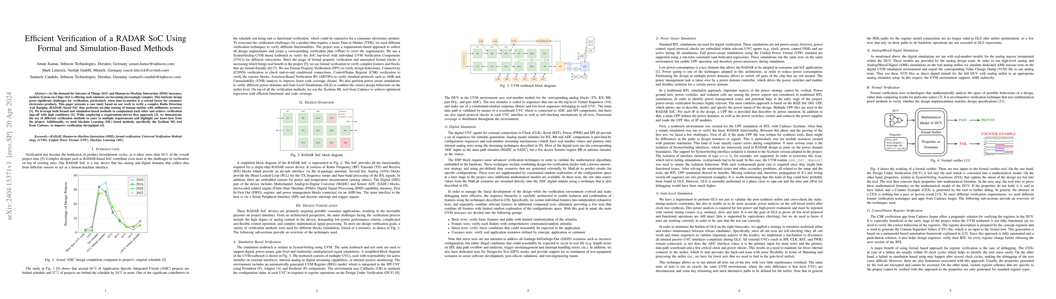 Thumbnail for Efficient Verification of a RADAR SoC Using Formal and Simulation-Based
  Methods