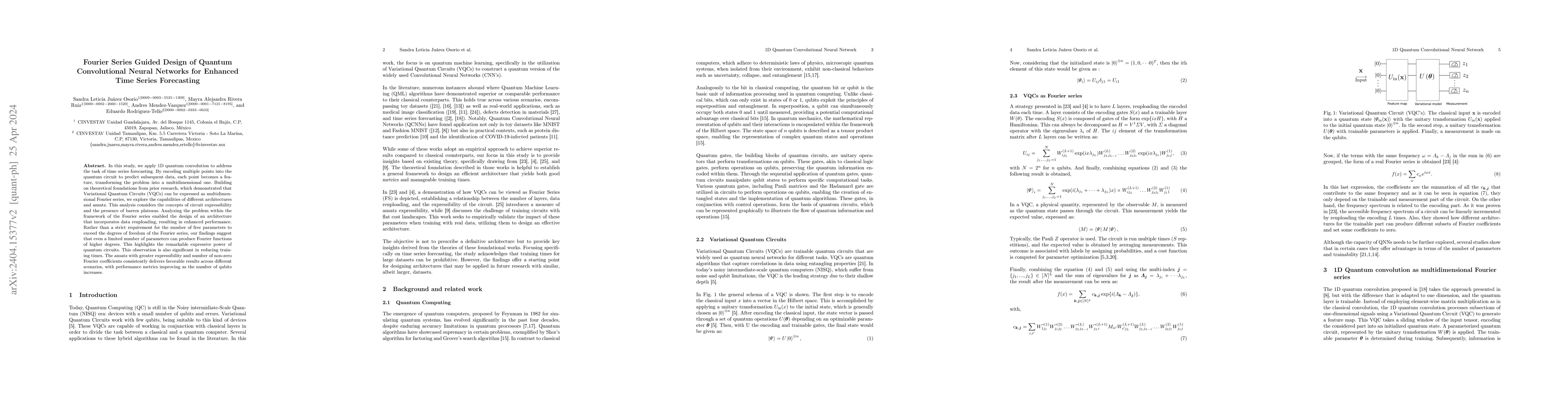 Thumbnail for Fourier Series Guided Design of Quantum Convolutional Neural Networks
  for Enhanced Time Series Forecasting