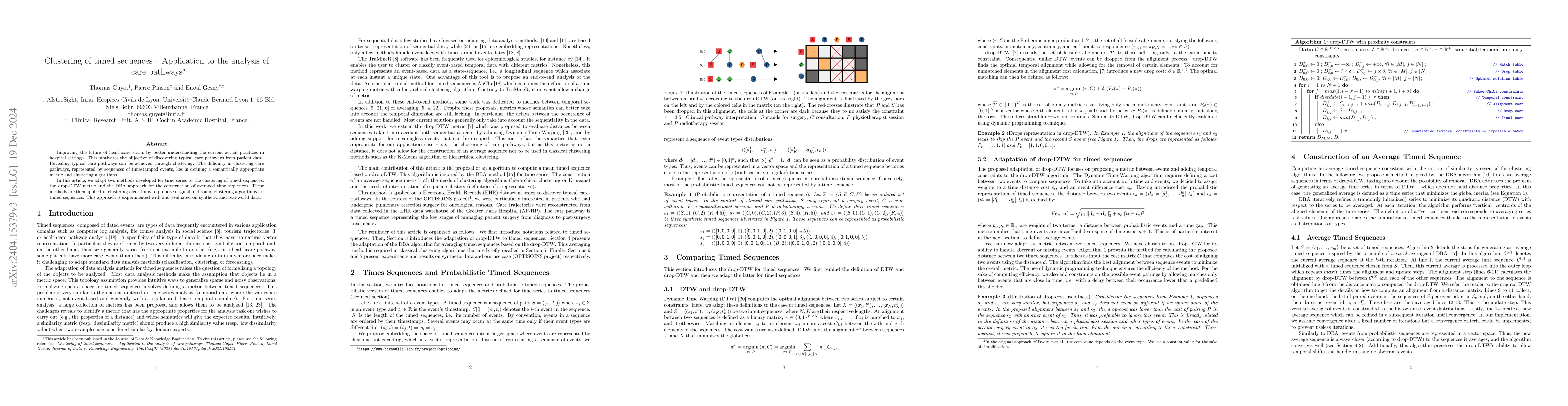 Thumbnail for Clustering of timed sequences -- Application to the analysis of care
  pathways