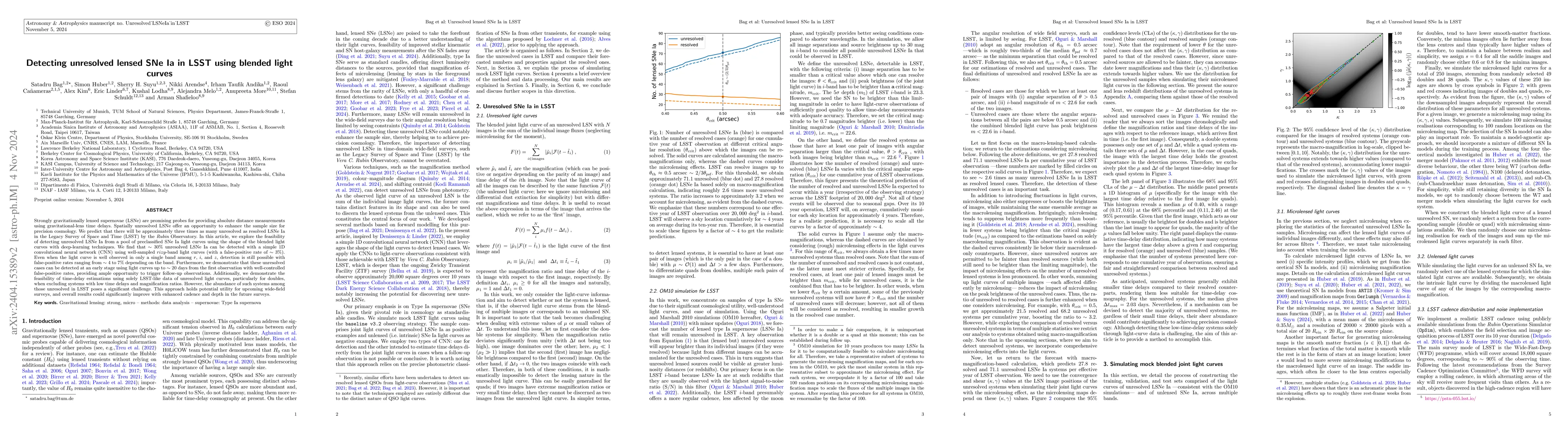 Thumbnail for Detecting unresolved lensed SNe Ia in LSST using blended light curves