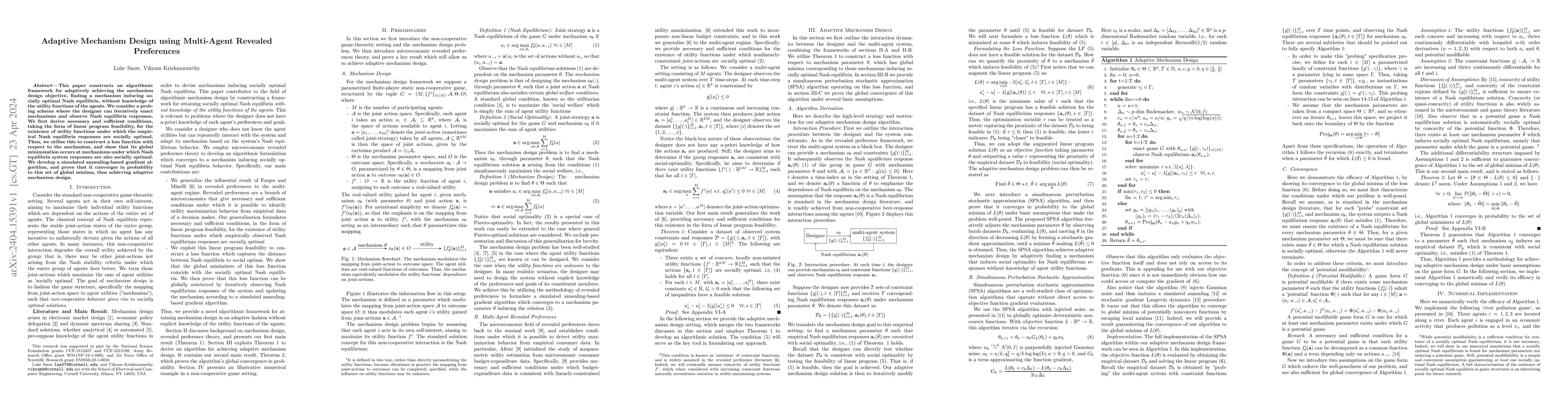 Thumbnail for Adaptive Mechanism Design using Multi-Agent Revealed Preferences