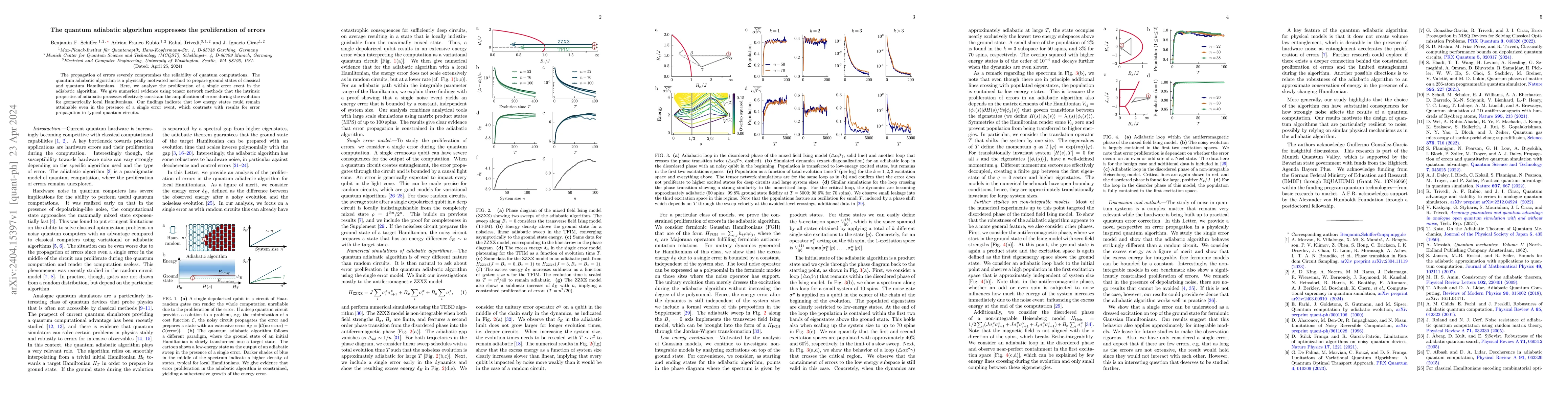Thumbnail for The quantum adiabatic algorithm suppresses the proliferation of errors