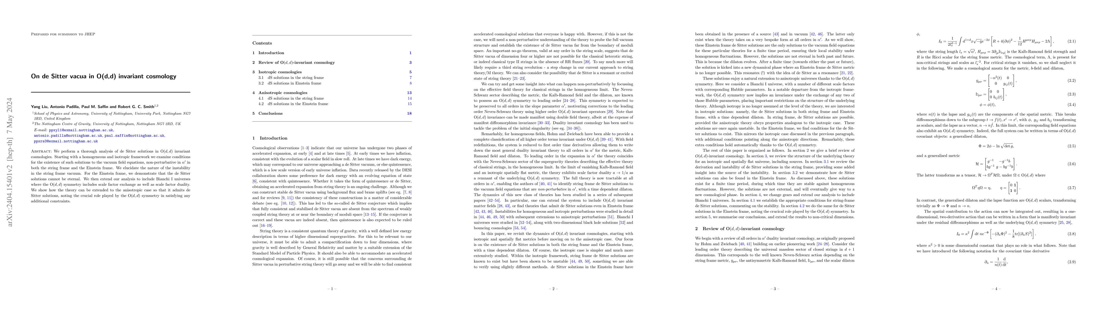 Thumbnail for On de Sitter vacua in O(d,d) invariant cosmology