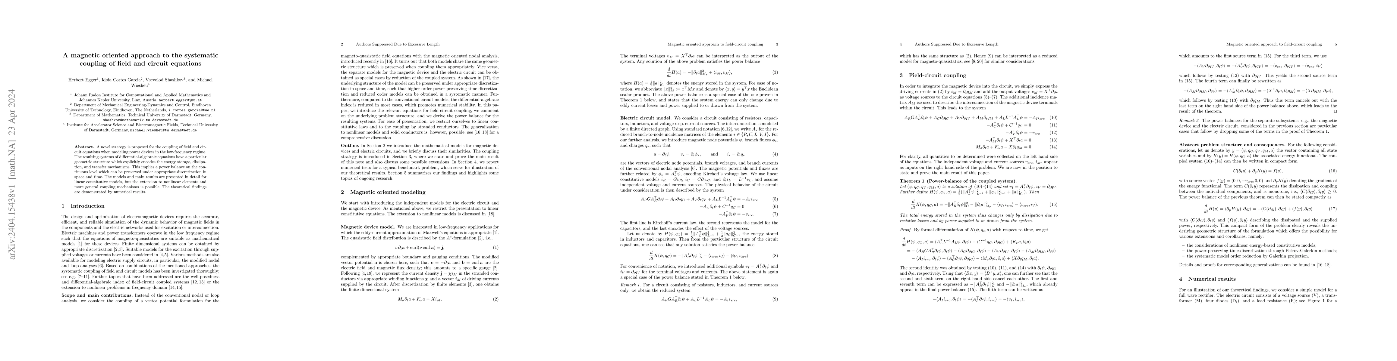 Thumbnail for A magnetic oriented approach to the systematic coupling of field and
  circuit equations
