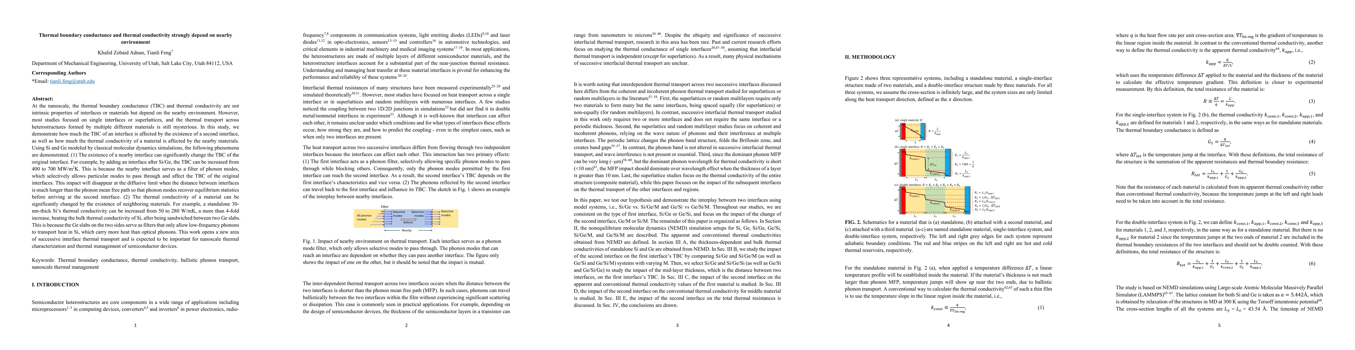 Thumbnail for Thermal boundary conductance and thermal conductivity strongly depend on
  nearby environment