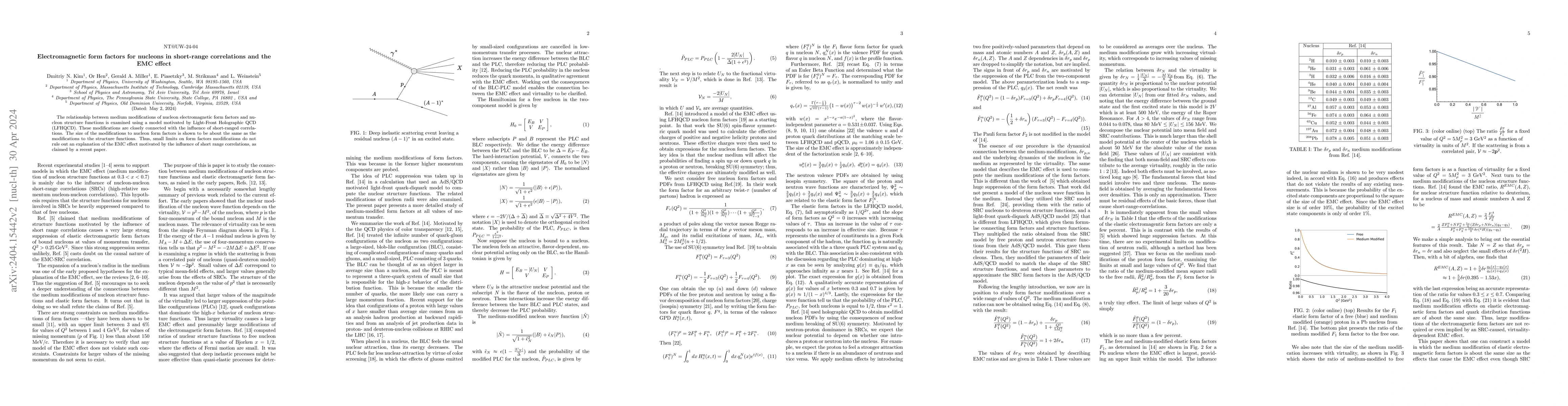 Thumbnail for Electromagnetic Form Factors for Nucleons in Short-Range Correlations
  and the EMC effect
