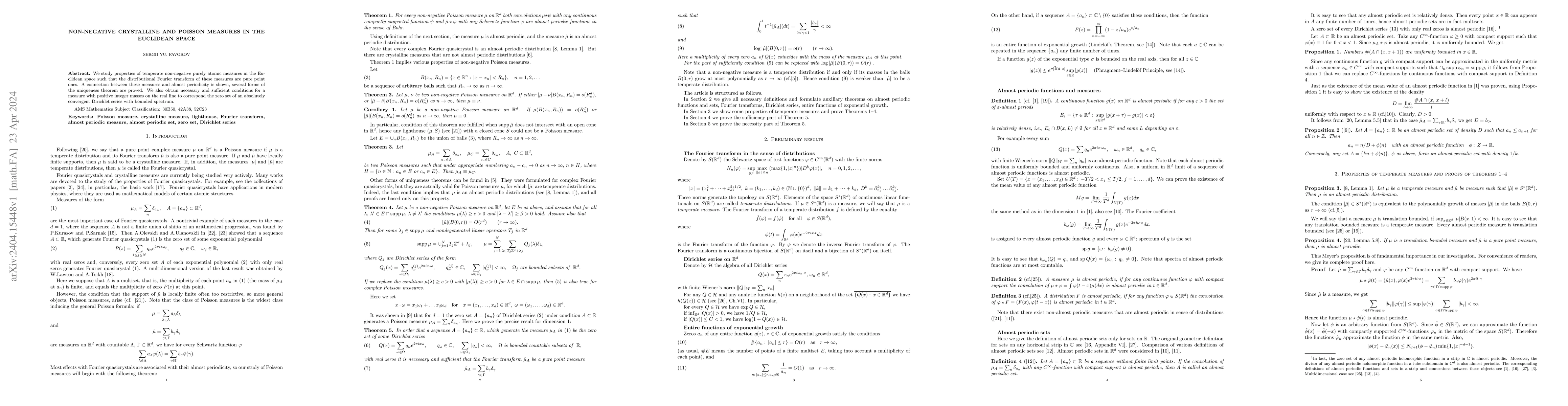 Thumbnail for Non-negative crystalline and Poisson measures in the Euclidean space