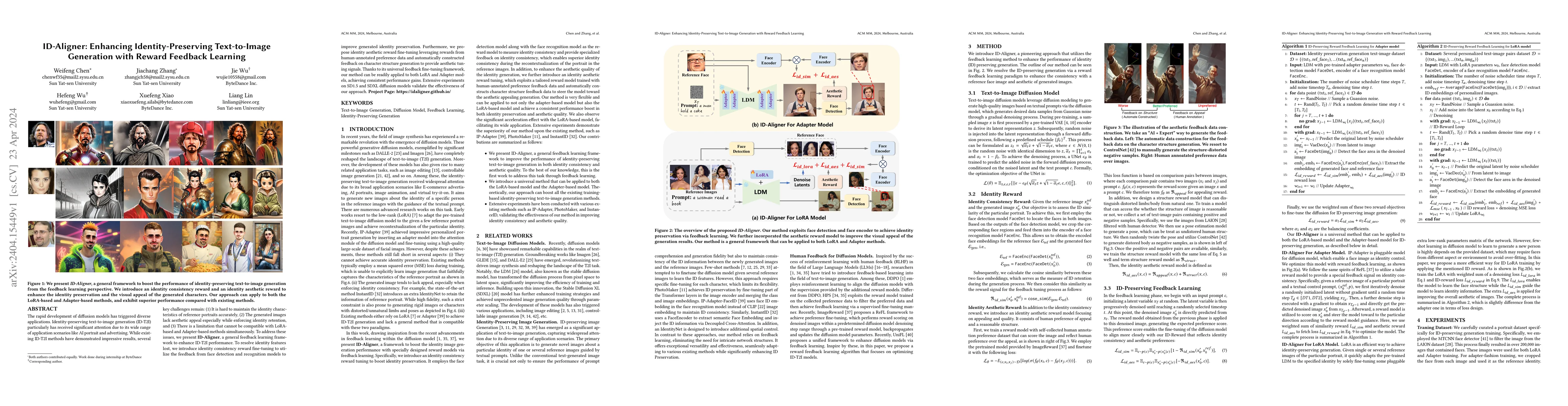 Thumbnail for ID-Aligner: Enhancing Identity-Preserving Text-to-Image Generation with
  Reward Feedback Learning