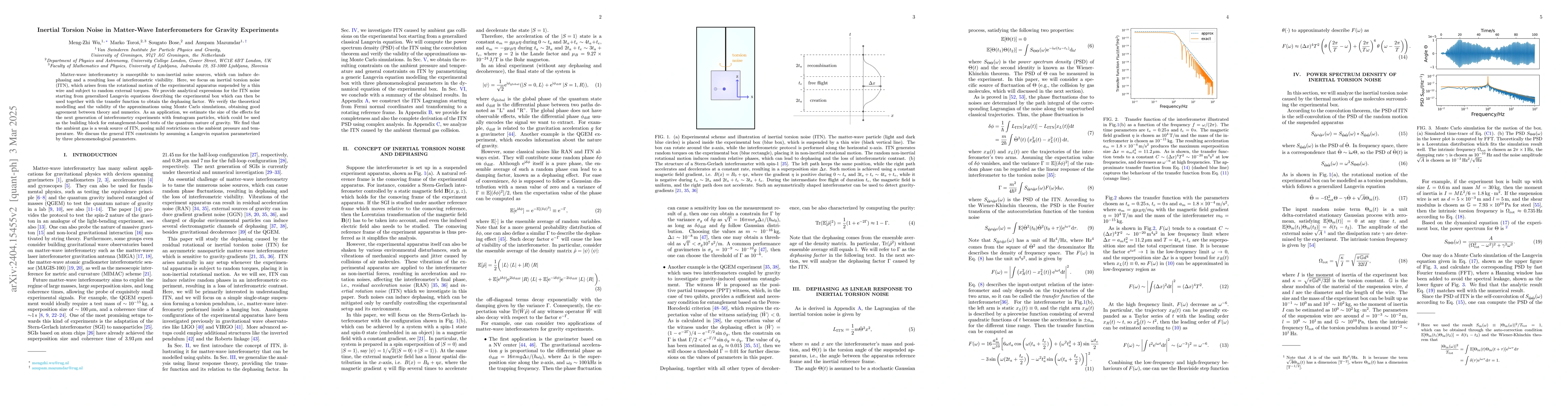 Thumbnail for Inertial Torsion Noise in Matter-Wave Interferometers for Gravity
  Experiments