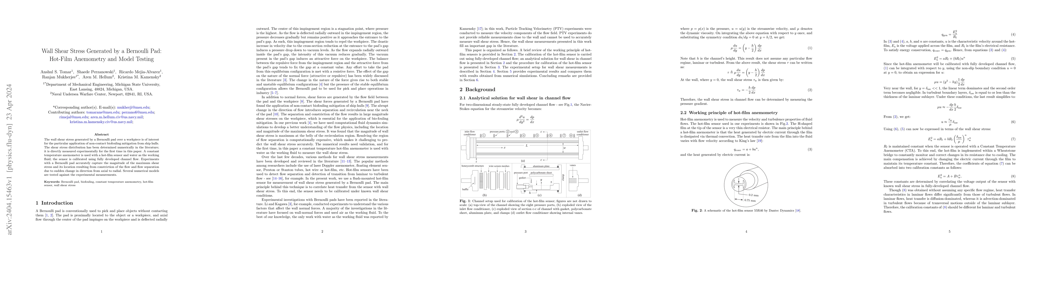 Thumbnail for Wall Shear Stress Generated by a Bernoulli Pad: Hot-Film Anemometry and
  Model Testing