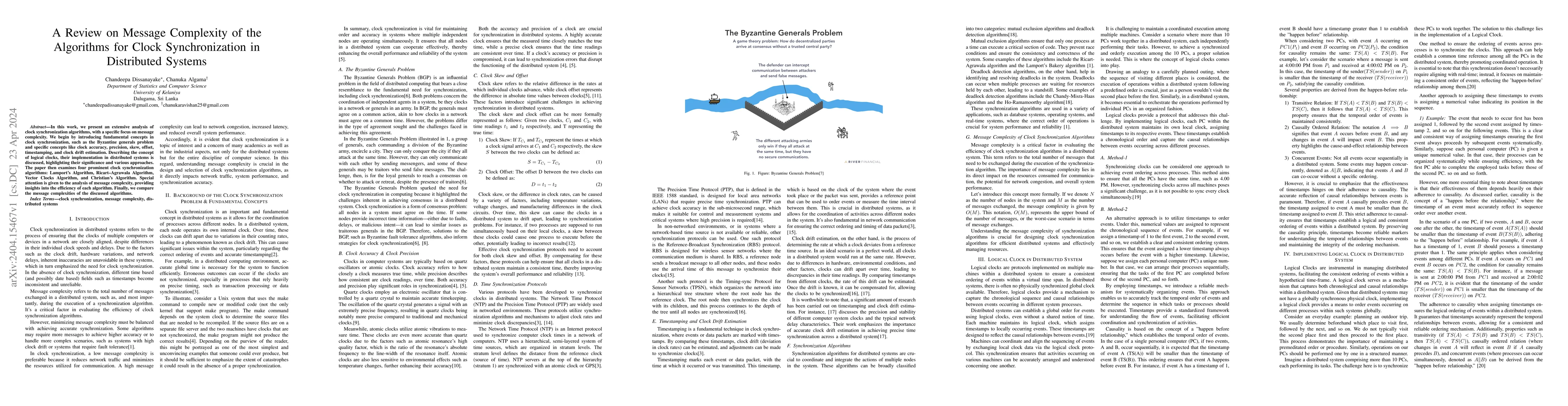 Thumbnail for A Review on Message Complexity of the Algorithms for Clock
  Synchronization in Distributed Systems