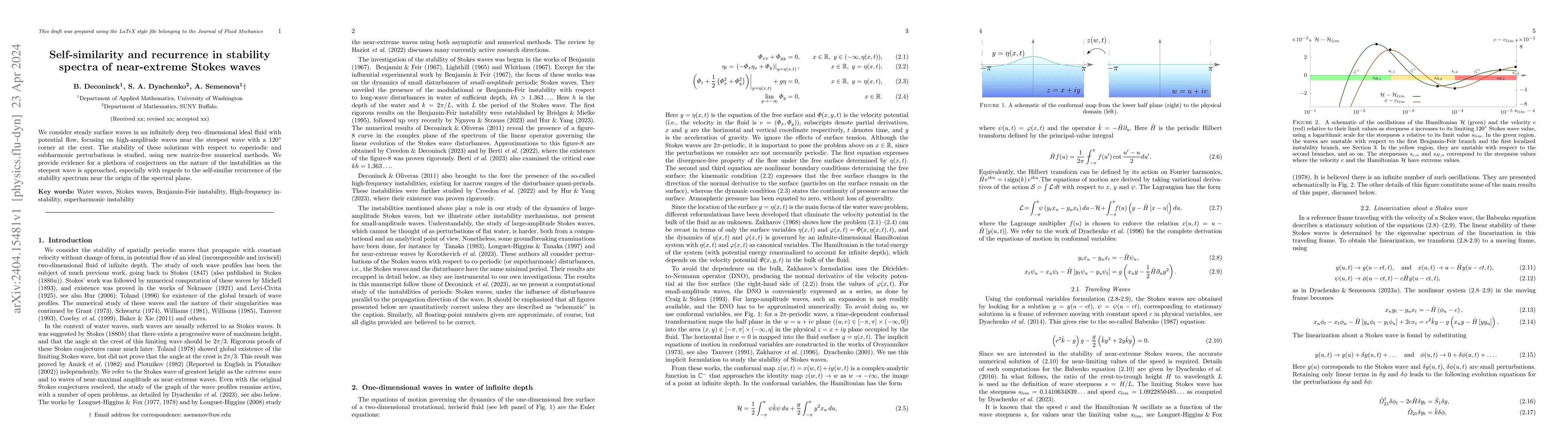 Thumbnail for Self-similarity and recurrence in stability spectra of near-extreme
  Stokes waves