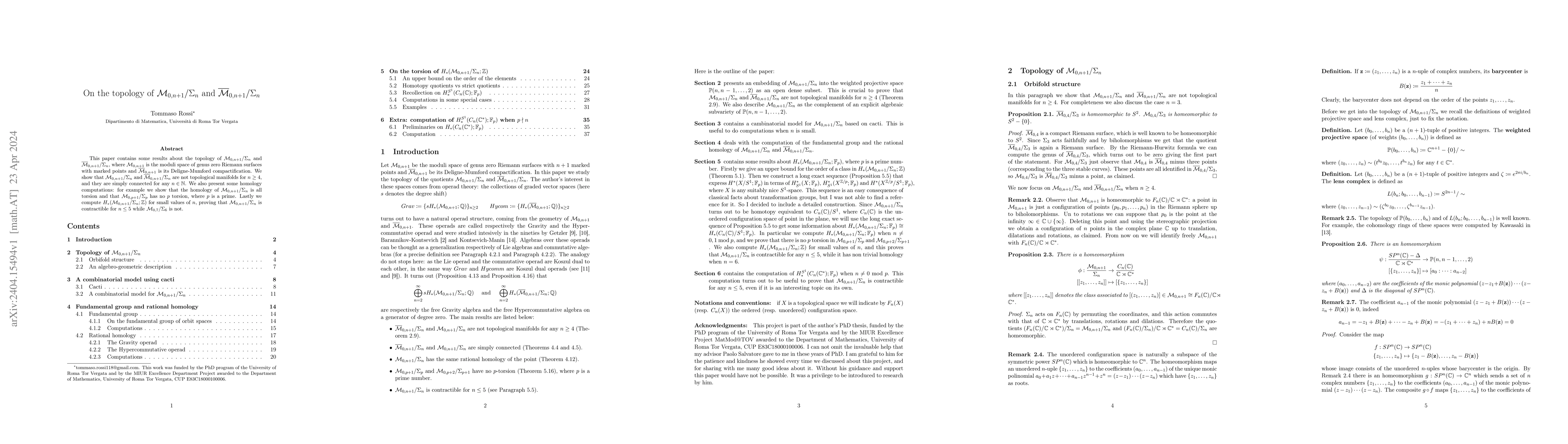 Thumbnail for On the topology of $\mathcal{M}_{0,n+1}/\Sigma_n$ and
  $\overline{\mathcal{M}}_{0,n+1}/\Sigma_n$