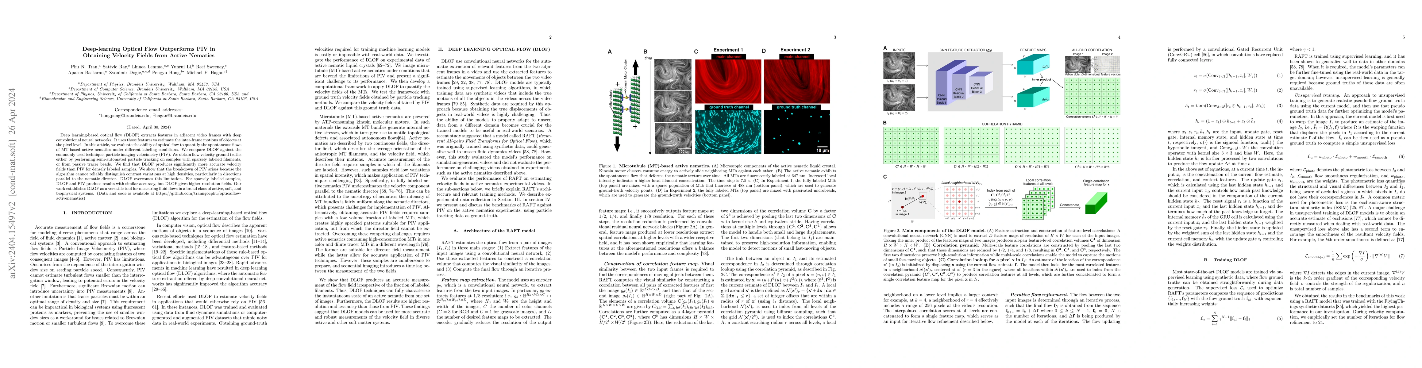 Thumbnail for Deep-learning Optical Flow Outperforms PIV in Obtaining Velocity Fields
  from Active Nematics