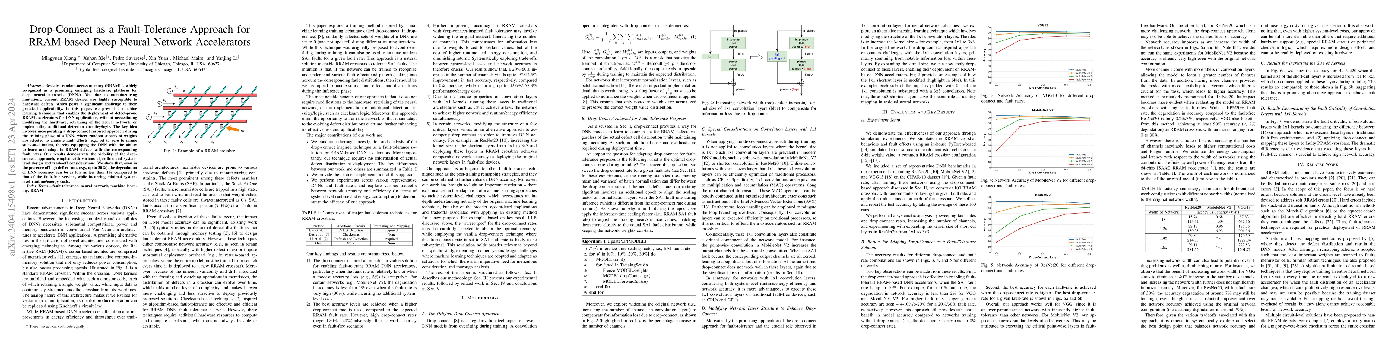 Thumbnail for Drop-Connect as a Fault-Tolerance Approach for RRAM-based Deep Neural
  Network Accelerators