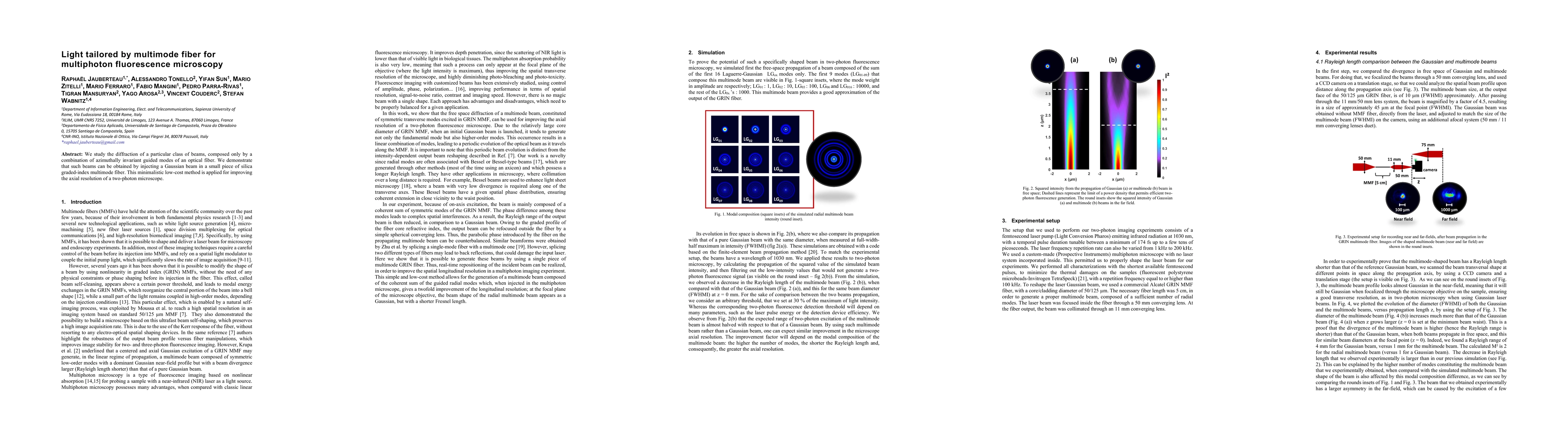 Thumbnail for Light tailored by multimode fiber for multiphoton fluorescence
  microscopy