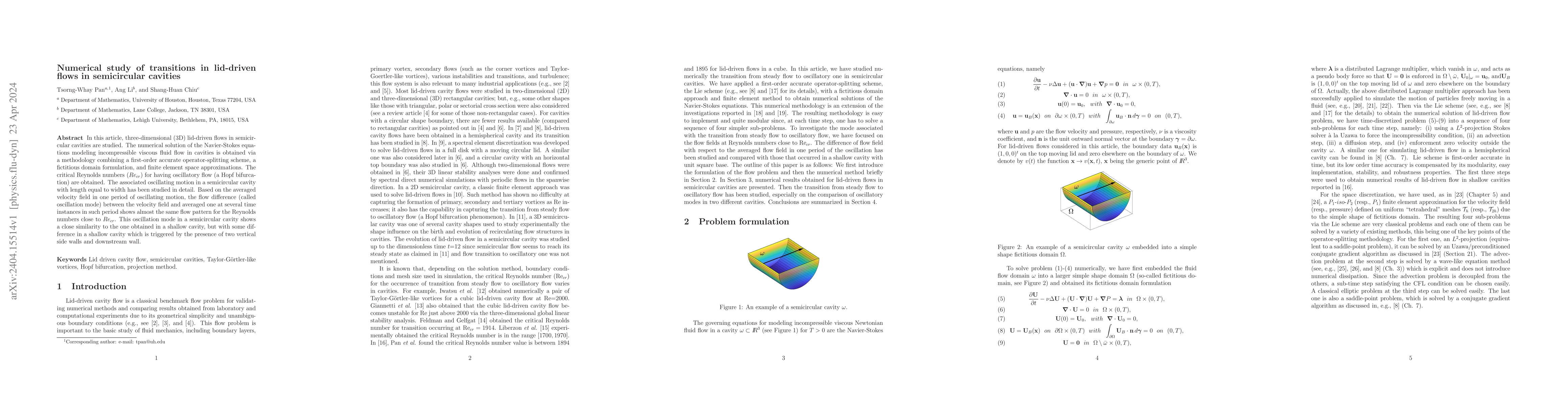 Thumbnail for Numerical study of transitions in lid-driven flows in semicircular
  cavities