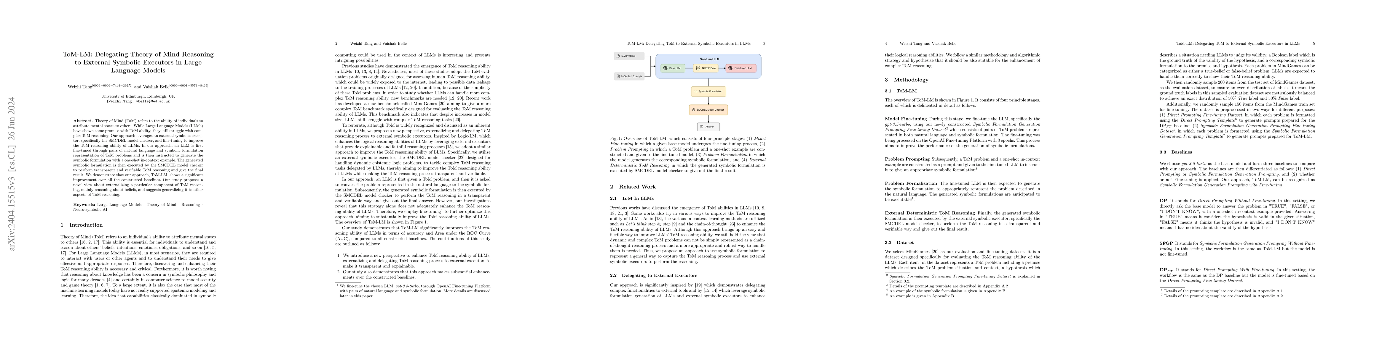 Thumbnail for ToM-LM: Delegating Theory of Mind Reasoning to External Symbolic
  Executors in Large Language Models