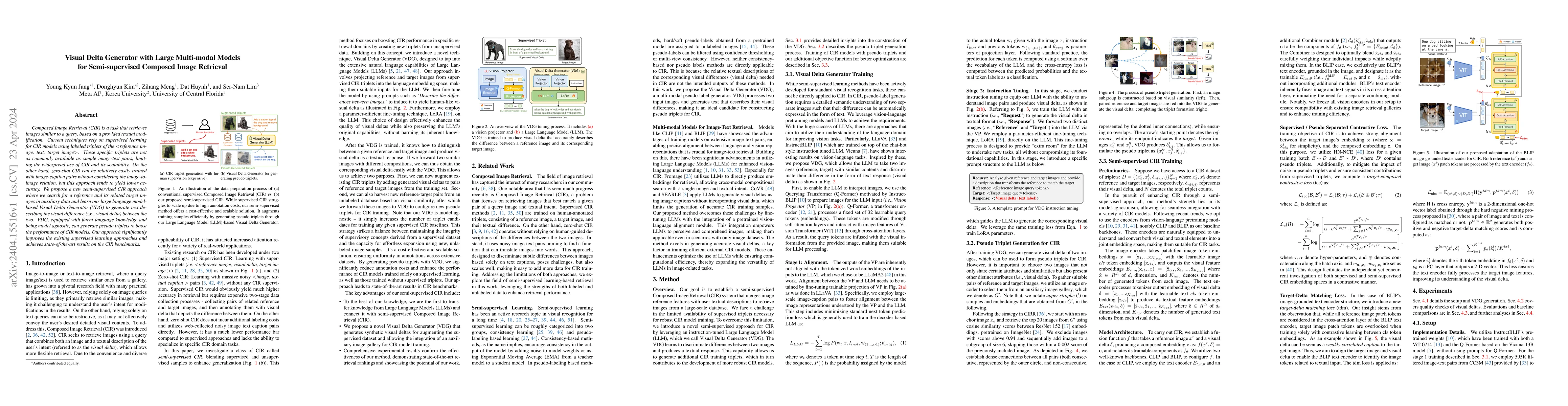 Thumbnail for Visual Delta Generator with Large Multi-modal Models for Semi-supervised
  Composed Image Retrieval