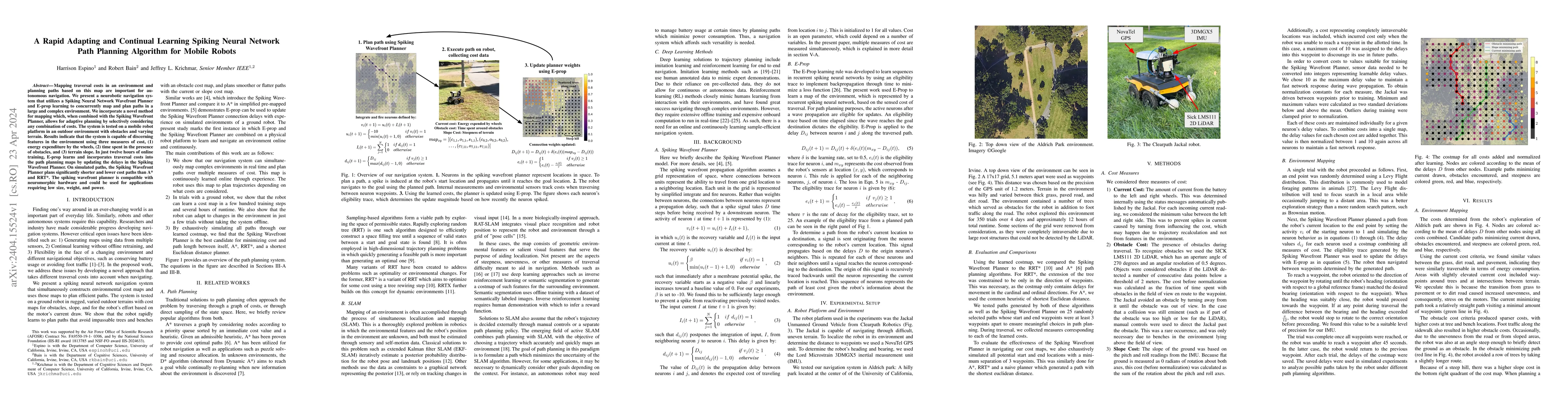 Thumbnail for A Rapid Adapting and Continual Learning Spiking Neural Network Path
  Planning Algorithm for Mobile Robots