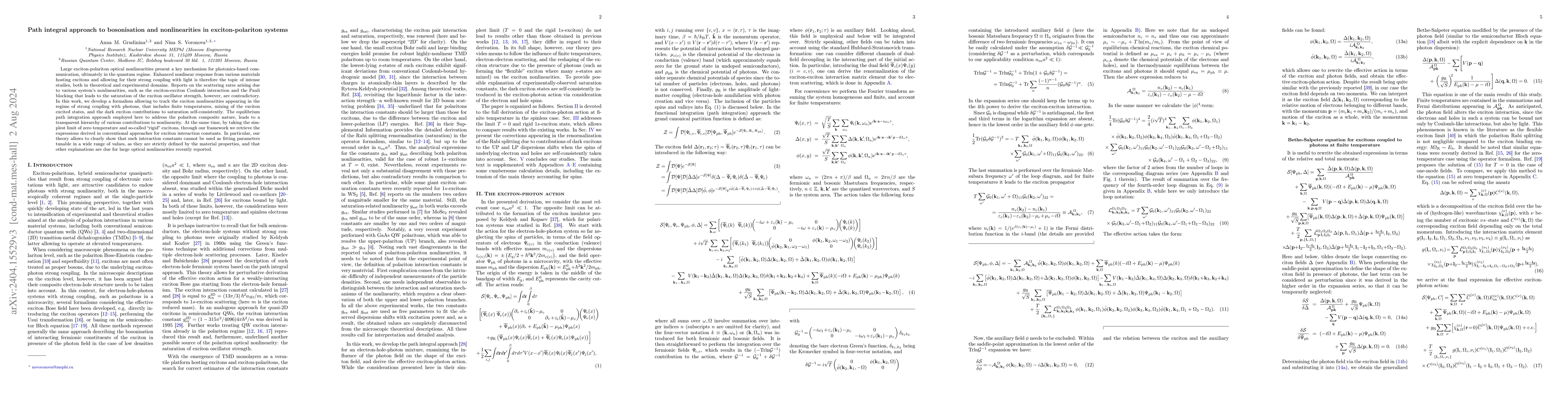 Thumbnail for Path integral approach to bosonisation and nonlinearities in
  exciton-polariton systems