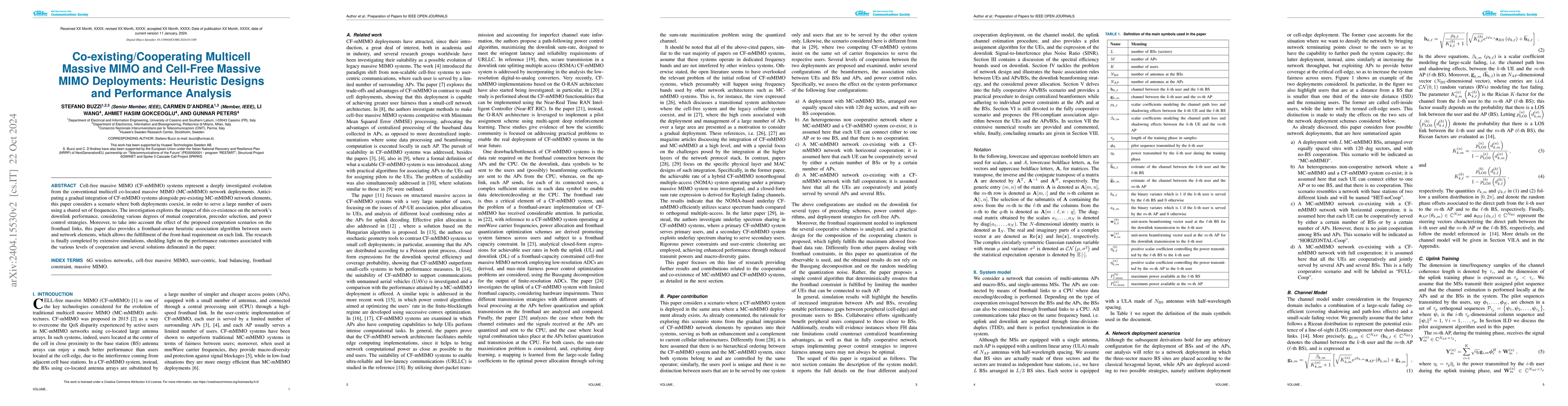 Thumbnail for Co-existing/Cooperating Multicell Massive MIMO and Cell-Free Massive
  MIMO Deployments: Heuristic Designs and Performance Analysis