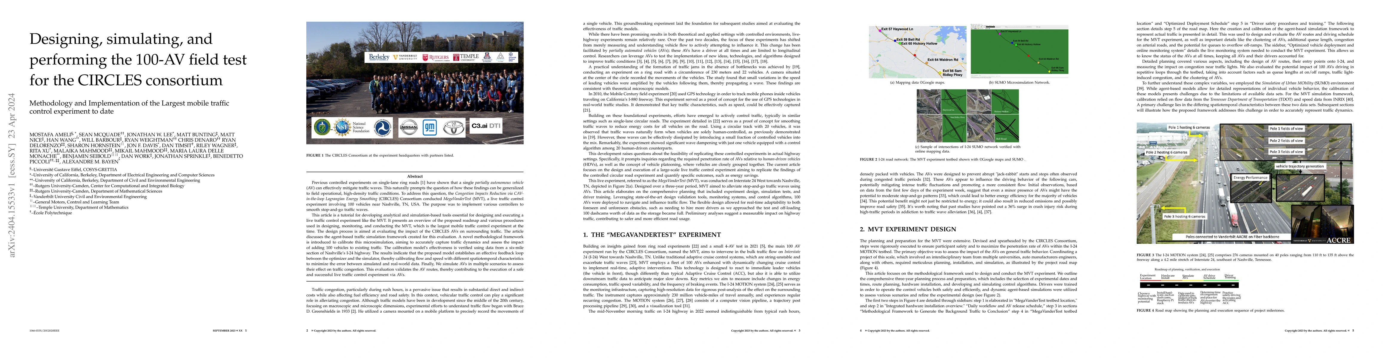 Thumbnail for Designing, simulating, and performing the 100-AV field test for the
  CIRCLES consortium: Methodology and Implementation of the Largest mobile
  traffic control experiment to date