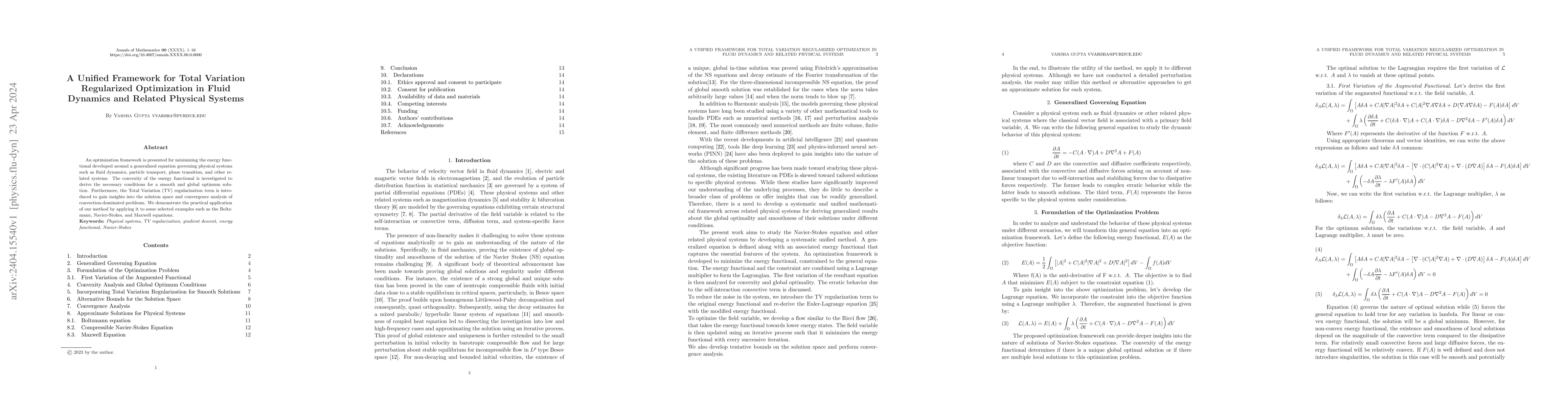 Thumbnail for A Unified Framework for Total Variation Regularized Optimization in
  Fluid Dynamics and Related Physical Systems