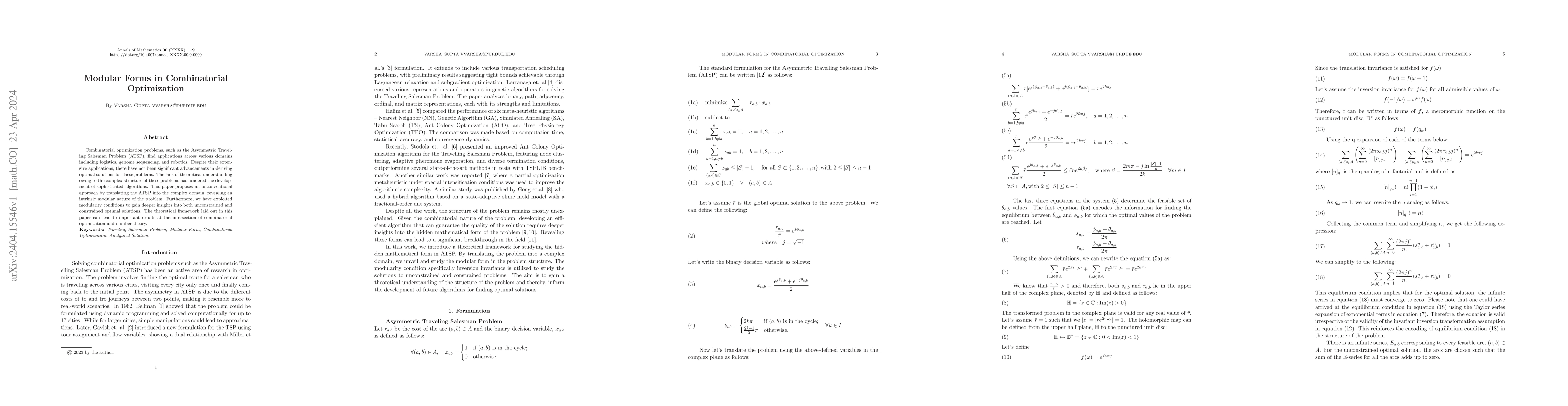 Thumbnail for Modular Forms in Combinatorial Optimization