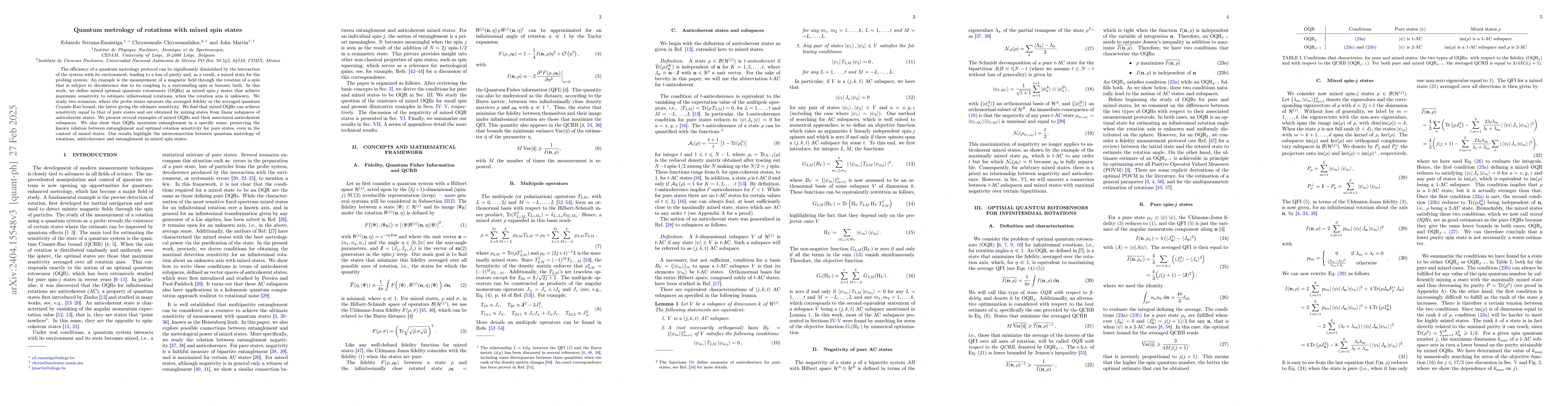 Thumbnail for Quantum metrology of rotations with mixed spin states