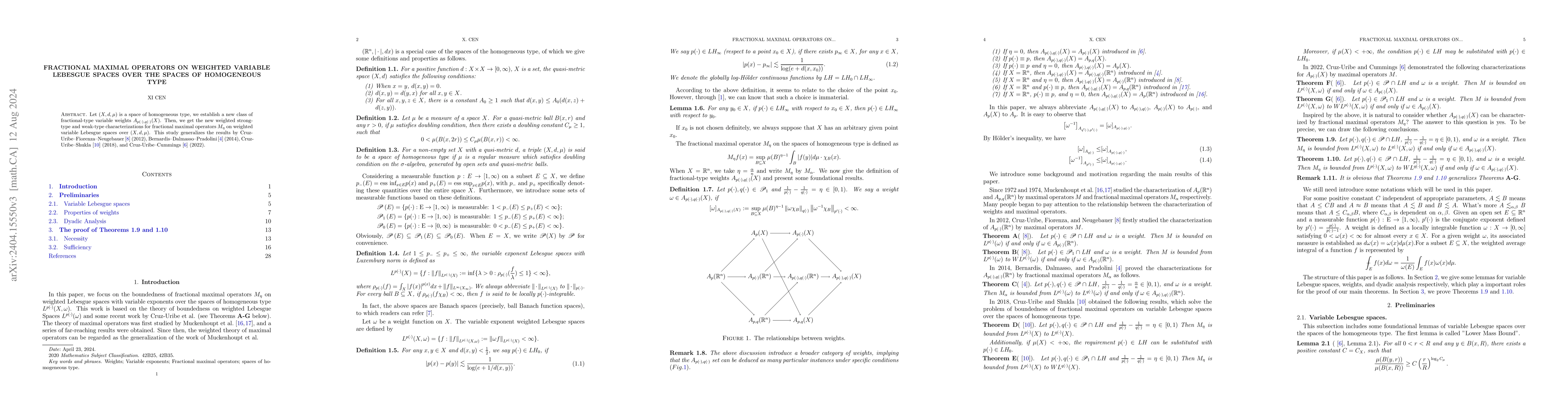 Thumbnail for Fractional maximal operators on weighted variable Lebesgue spaces over
  the spaces of homogeneous type