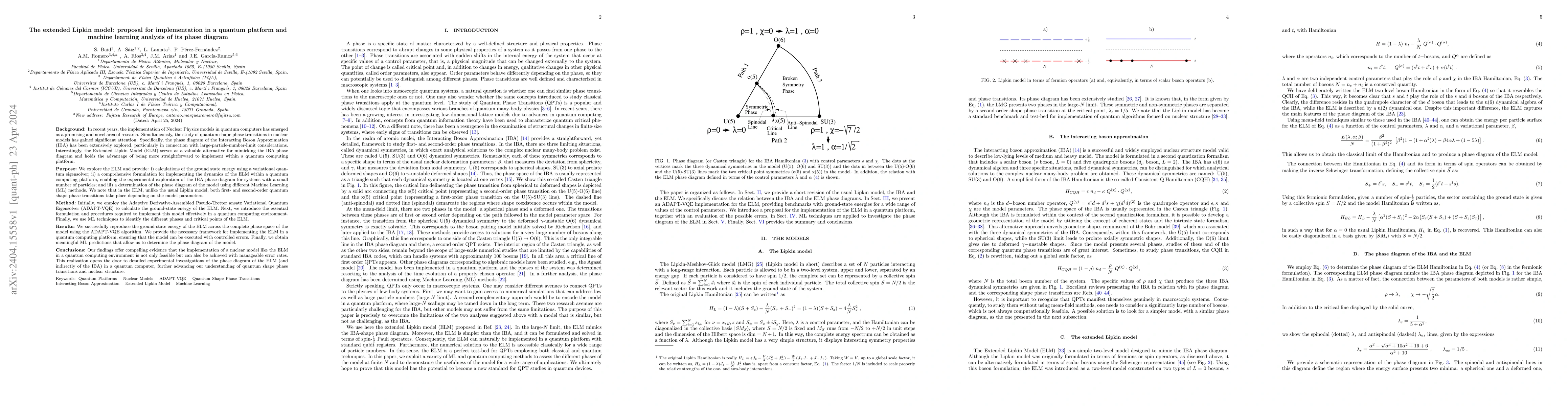 Thumbnail for The extended Lipkin model: proposal for implementation in a quantum
  platform and machine learning analysis of its phase diagram