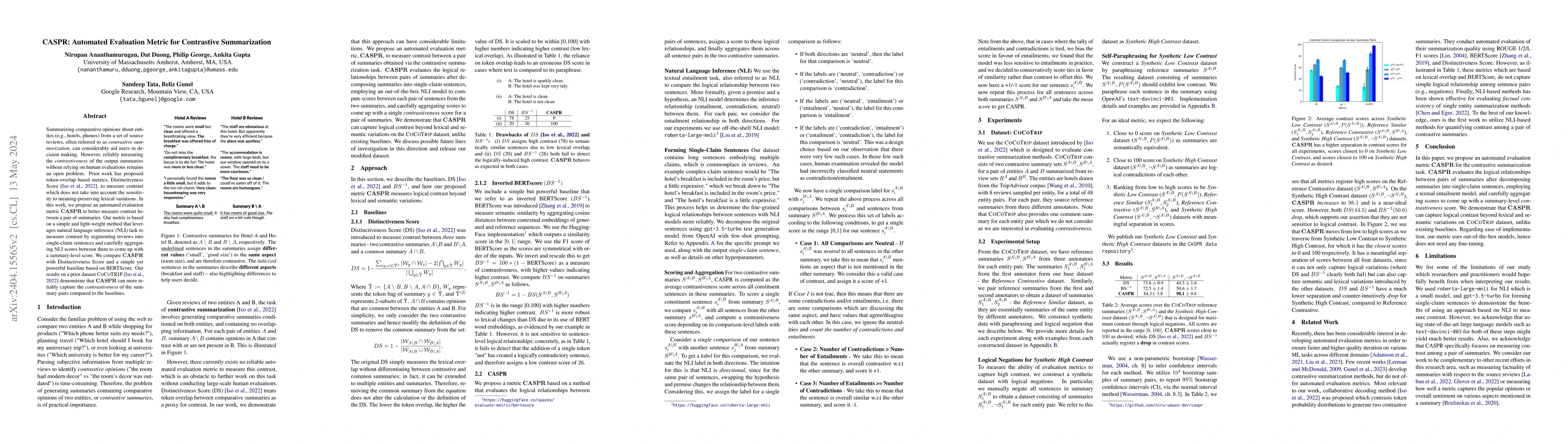 Thumbnail for CASPR: Automated Evaluation Metric for Contrastive Summarization