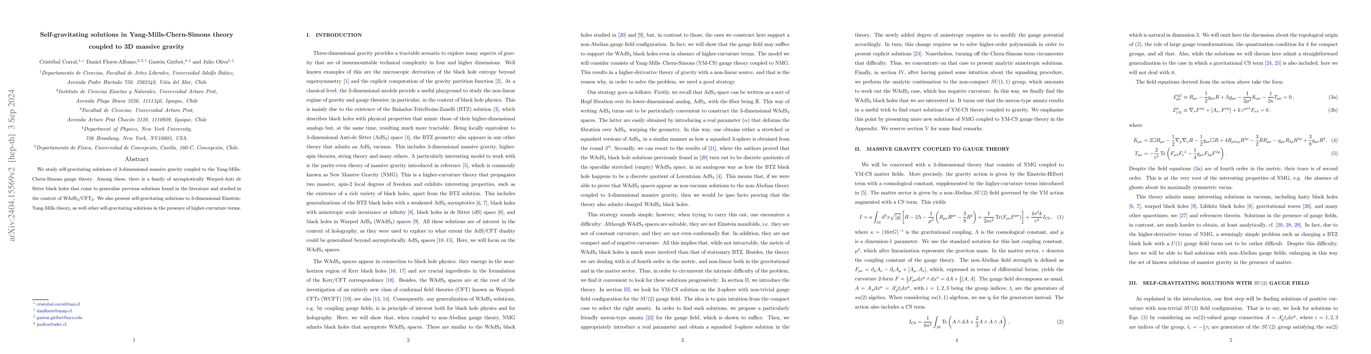 Thumbnail for Self-gravitating solutions in Yang-Mills-Chern-Simons theory coupled to
  3D massive gravity