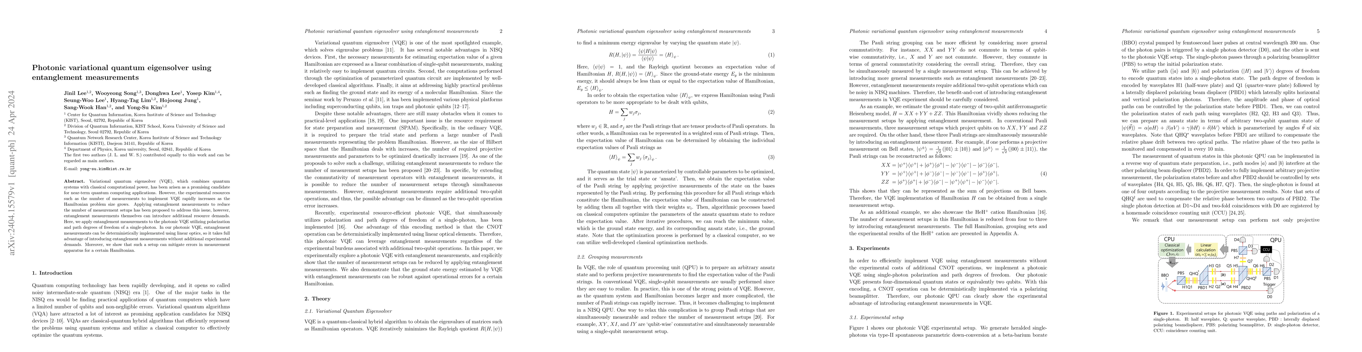 Thumbnail for Photonic variational quantum eigensolver using entanglement measurements