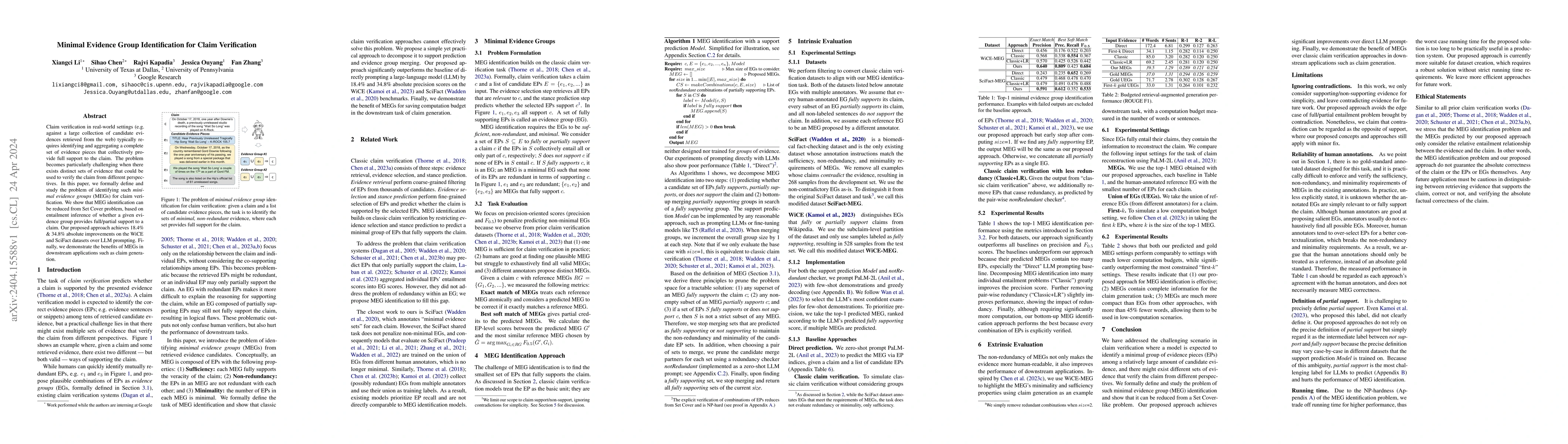 Thumbnail for Minimal Evidence Group Identification for Claim Verification