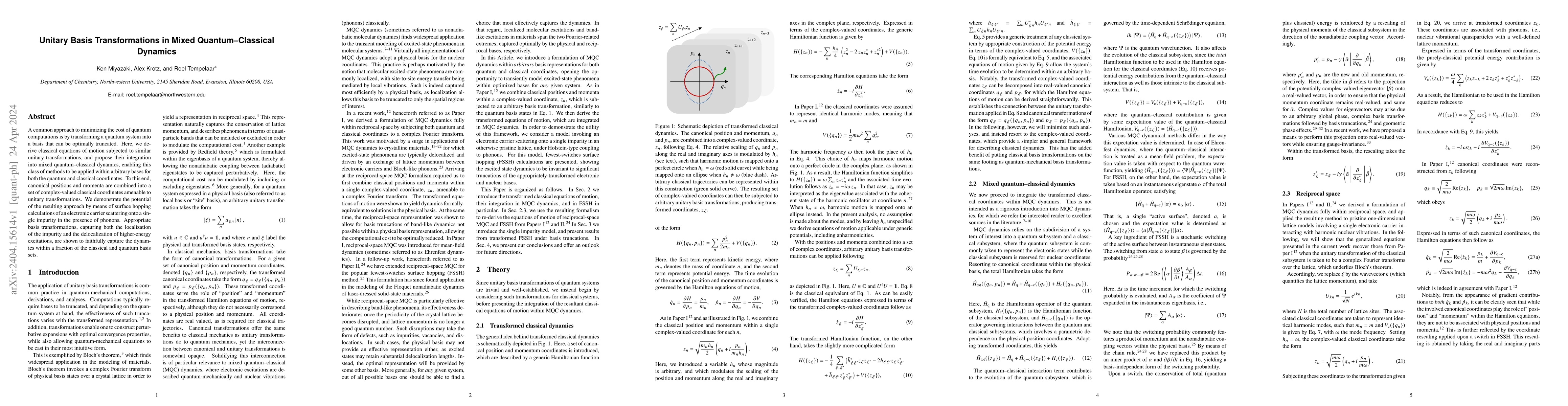 Thumbnail for Unitary Basis Transformations in Mixed Quantum-Classical Dynamics